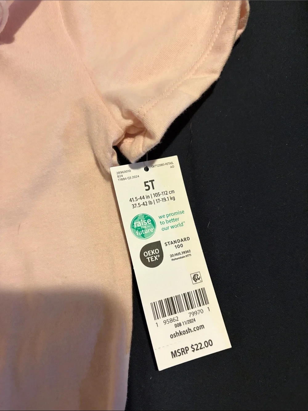 OshKosh B'gosh Light Pink Short-Sleeve Tee with Scalloped Peter Pan Collar